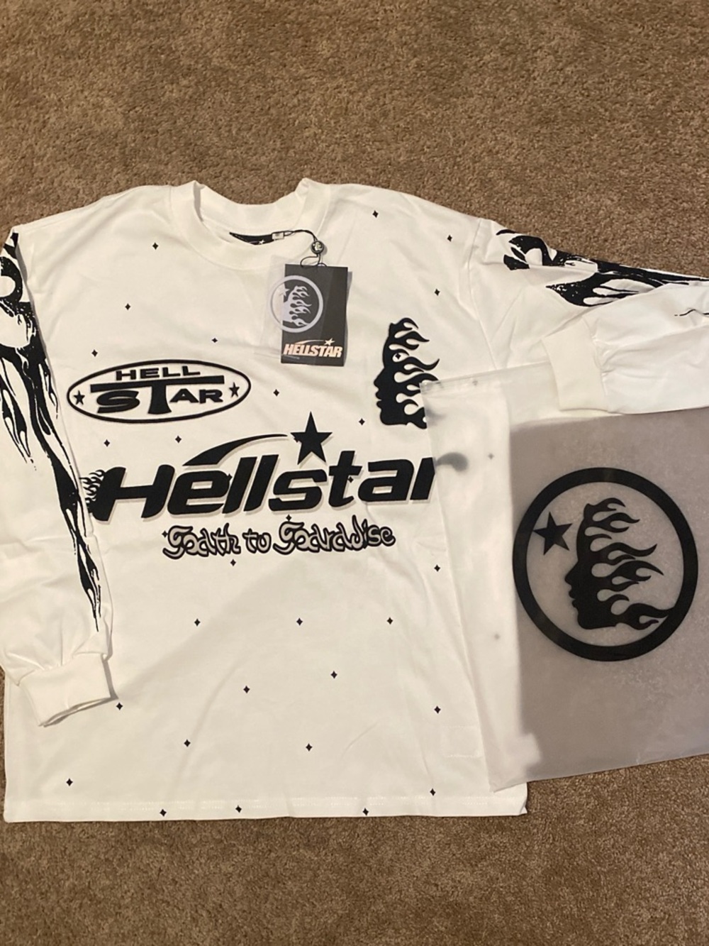 Hellstar White Long Sleeve Graphic Tee